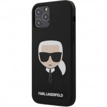 Чехол для смартфона Karl Lagerfeld head Liquid Silicone для iPhone 12/12 Pro, чёрный