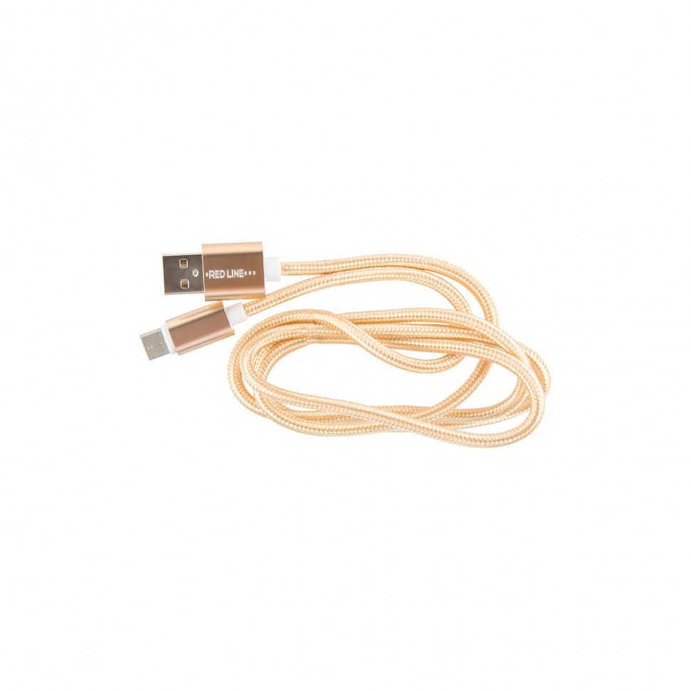 Кабель Red Line USB-USB Type-C 2.0, 1 м, золотой Кабель Red Line USB-USB Type-C 2.0, 1 м, золотой