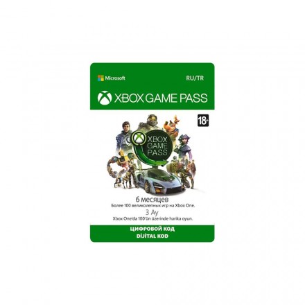 Карта оплаты подписки Microsoft Xbox Game Pass на  6 месяцев