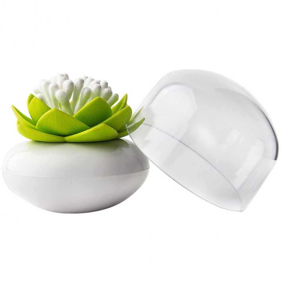 Контейнер для хранения ватных палочек Qualy Lotus QL10157-WH-GN Контейнер для хранения ватных палочек Qualy Lotus QL10157-WH-GN