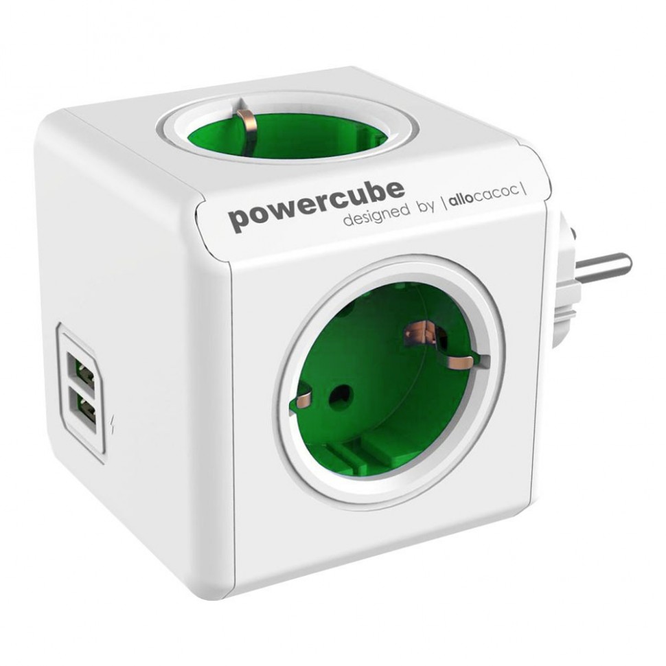 Переходник Allocacoc PowerCube Original USB зеленый (1202GN) Переходник Allocacoc PowerCube Original USB зеленый (1202GN)